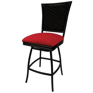Outdoor Counter Patio Bar Stool 26&quot Erin Armless - Red - Black
