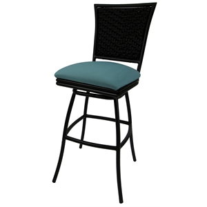 Outdoor Counter Patio Bar Stool 30&quot Erin Armless - Aqua (Blue) Black