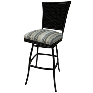 Outdoor Counter Patio Bar Stool 30&quot Erin Armless - Linen (Tan) Stripe - Black