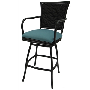 Outdoor Counter Patio Bar Stool 26&quot Erin - Aqua (Blue) - Black