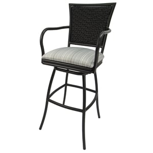 Outdoor Patio Bar Stool 30&quot Erin - Natural Fun (Cream) - Black