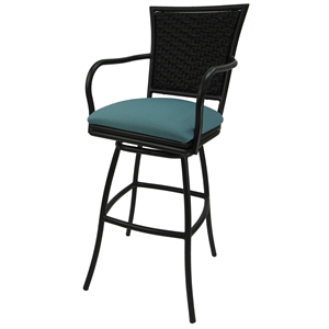Outdoor Extra Tall Patio Bar Stool 34&quot Erin - Aqua (Blue) - Black