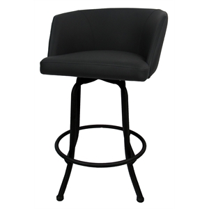 Extra Tall Swivel Bar Stool 34&quot Seat - Joey - Black Vinyl - Black Metal