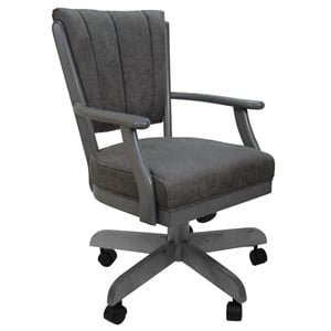 Classic Caster Solid Wood Dining Chair NW Elk Fabric Gray Frame