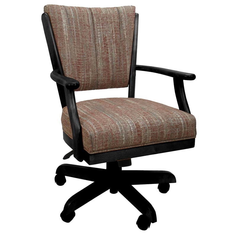 Classic Caster Solid Wood Dining Chair - Watusi Madder Red Fabric - Black Wood