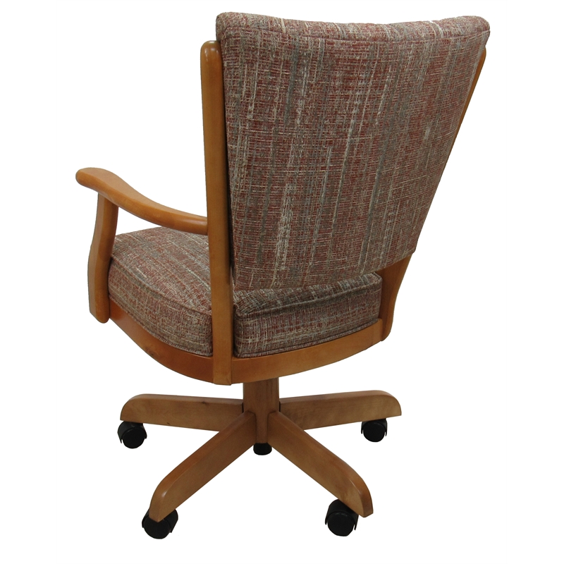 Classic Caster Solid Wood Dining Chair - Watusi Madder Red Fabric - Honey Wood