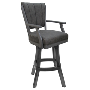 Classic Counter 26&quot Solid Wood Bar Stool - Northwest Elk Charcoal Fabric - Gray