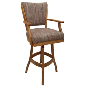 Classic Counter 26&quot Solid Wood Bar Stool - Watusi Madder Red Fabric - Honey