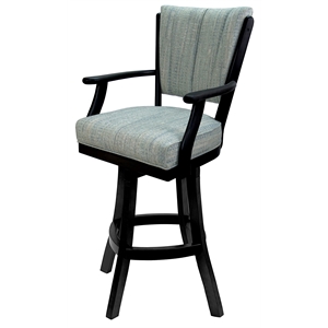 Classic Extra Tall 34&quot Solid Wood Bar Stool - Aquatint Teal Fabric - Black