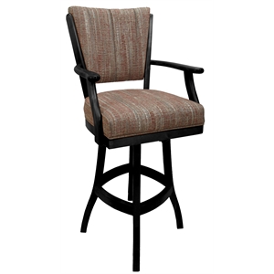 Classic Extra Tall 34&quot Solid Wood Bar Stool - Watusi Madder Red Fabric - Black