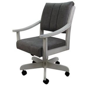 Casa Caster Solid Wood Dining Chair - NW Elk Charcoal Fabric - Antique White