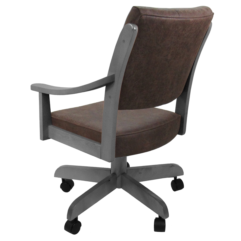 Casa Caster Solid Wood Dining Chair - Northwest Whiskey Brown Fabric - Grey