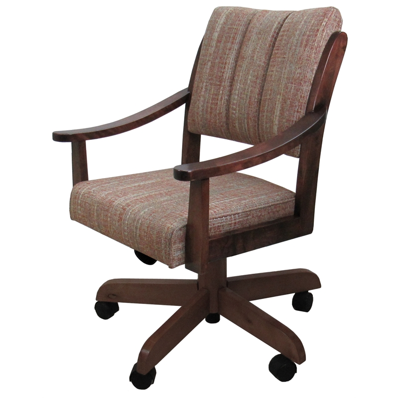 Casa Caster Solid Wood Dining Chair - Watusi Madder Red Fabric - Spanish Oak