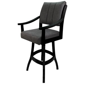 Casa Counter 26&quot Seat Solid Wood Stool - Northwest Elk Charcoal Fabric - Black