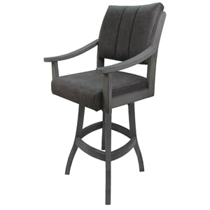Casa Counter 26&quot Seat Solid Wood Bar Stool -Northwest Elk Charcoal Fabric - Grey