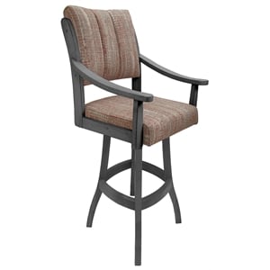 Casa Counter 26&quot Solid Wood Bar Stool - Watusi Madder Red Fabric - Grey