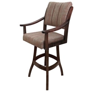 Casa Counter 26&quot Solid Wood Bar Stool - Watusi Madder Red Fabric - Spanish Oak