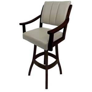 Casa 30&quot Solid Swivel Wood Bar Stool - Ocean Beige Vinyl - Dark Walnut