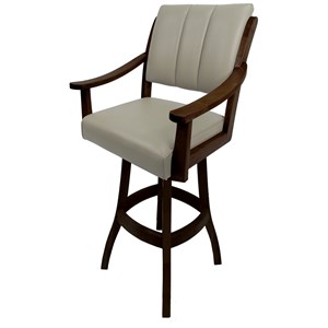 Casa 30&quot Solid Swivel Wood Bar Stool - Ocean Beige Vinyl - Roasted Brown