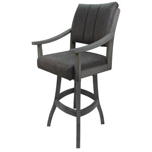 Casa Extra Tall 34&quot Solid Wood Bar Stool - Northwest Elk Charcoal Fabric - Gray