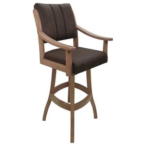 Casa Extra Tall 34&quot Solid Wood Bar Stool - Whiskey Brown Fabric - Maple