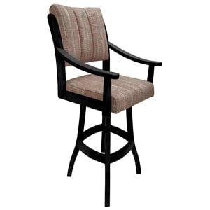 Casa Extra Tall 34&quot Solid Wood Bar Stool - Watusi Madder Red Fabric - Black