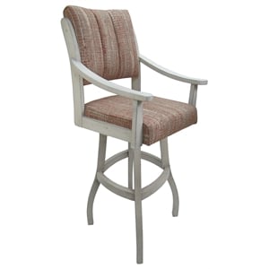 Casa Extra Tall 34&quot Solid Wood Bar Stool - Watusi Madder Red Fabric - White