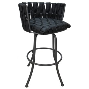 Metalona Counter 26&quot Metal Bar Stool - Black Vinyl - Grey Base