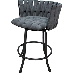 Metalona Swivel Counter Stool 26&quot Seat - Mojave Gray Fabric - Black Metal Base