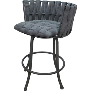 Metalona Swivel Counter Stool 26&quot Seat - Mojave Gray Fabric - Gray Metal Base