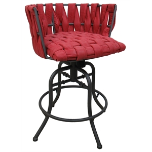 Metalona Counter 26&quot Swivel Tilt Metal Bar Stool - Red Vinyl - Grey