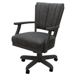Classic Caster Solid Wood Dining Chair - NW Elk Charcoal Fabric - Dark Grey