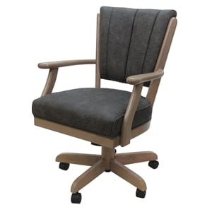 Classic Caster Solid Wood Dining Chair - NW Elk Charcoal Fabric - White Wash