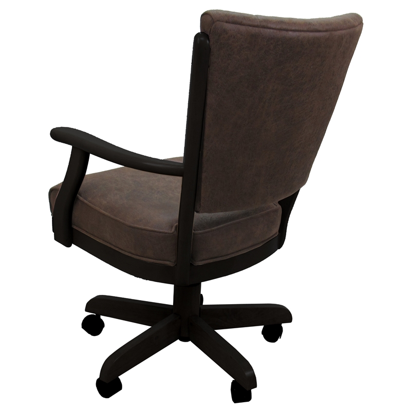 Classic Caster Solid Wood Dining Chair - Northwest Whiskey Brown Fabric - Black