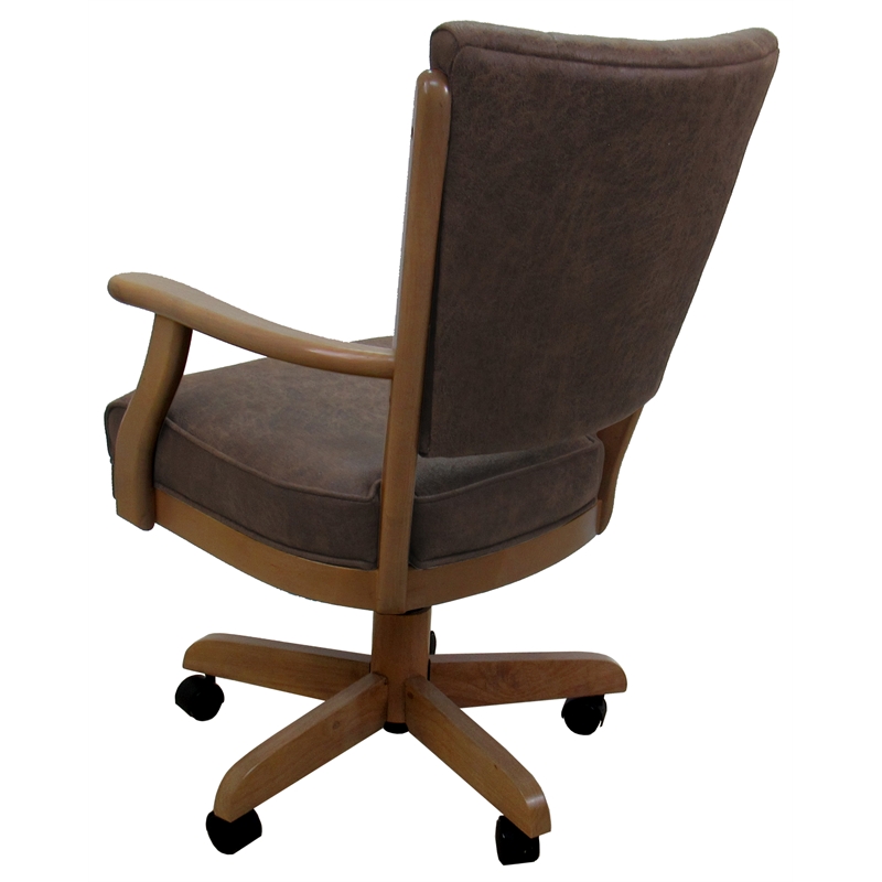 Classic Caster Solid Wood Dining Chair - NW Whiskey Brown Fabric - Light Oak