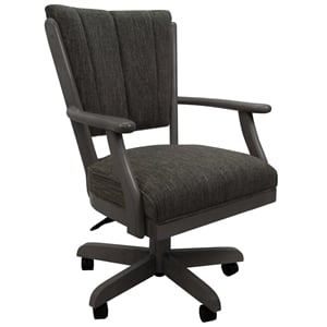 Classic Caster Solid Wood Dining Chair - Sanora Brown Fabric - Dark Grey