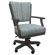 Classic Caster Solid Wood Dining Chair - Watusi Aquatint Teal Fabric - Dark Grey
