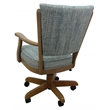 Classic Caster Solid Wood Dining Chair - Watusi Aquatint Teal Fabric - Light Oak