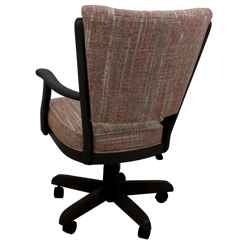 Classic Caster Solid Wood Dining Chair - Watusi Madder Red Fabric - Black