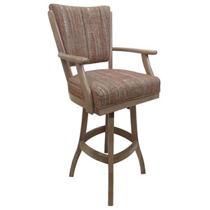 Classic Wood Swivel Counter 26&quot Stool with Arms - Watusi Red Fabric - Whitewash