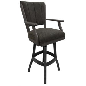 Classic Wood Swivel Extra Tall 34&quot Stool with Arms - Sanora Brown Fabric - Gray