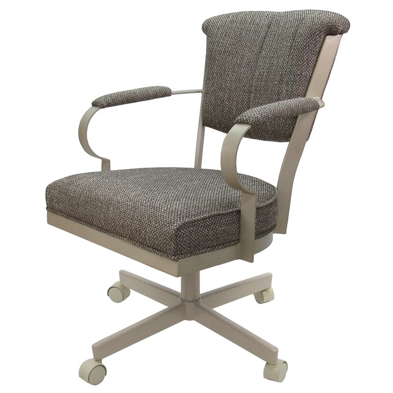 Miami Swivel Metal Caster Chair Reading Base - Driftwood Beige Fabric - Beige