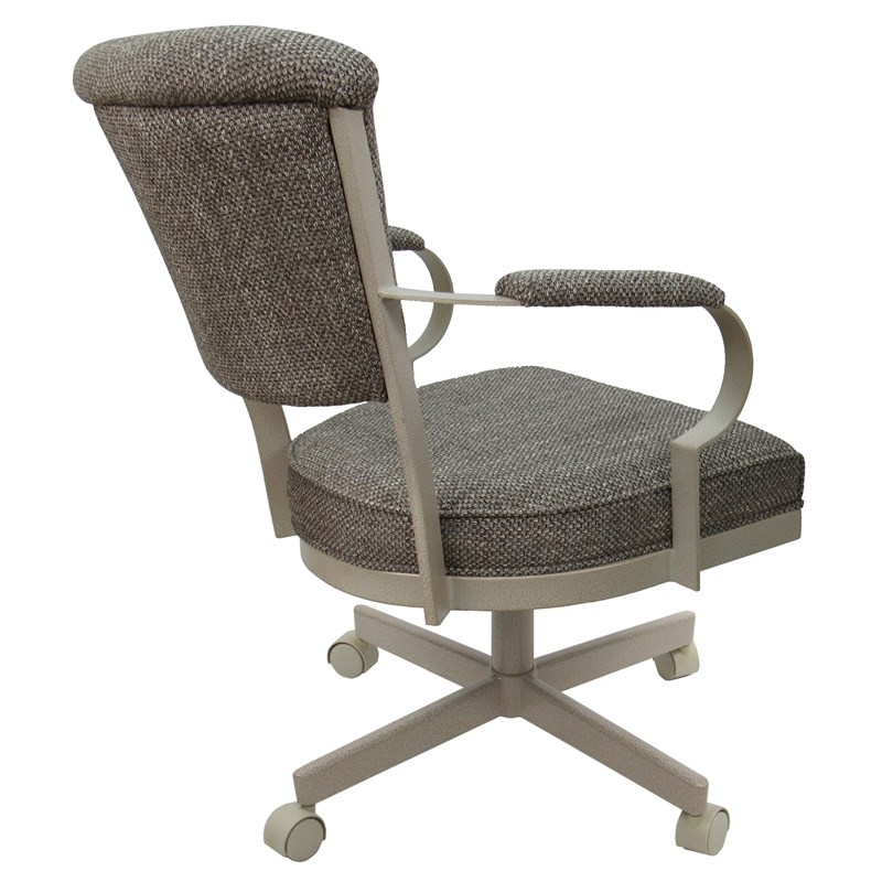 Miami Swivel Metal Caster Chair Reading Base - Driftwood Beige Fabric - Beige