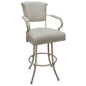 Miami Extra Tall 34&quot Metal Bar Stools on A Base - Ocean Beige Vinyl - Beige