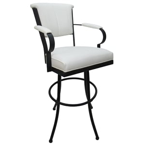 Miami Extra Tall Swivel Bar Stools 34&quot Seat - White Vinyl - Black Metal