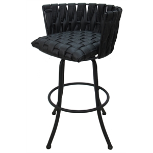 Set of Three (3) Metalona Counter 26&quot Metal Bar Stools - Black Vinyl - Black