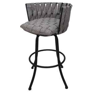 Set of Three (3) Metalona Extra Tall 34&quot Metal Bar Stools - Mojave Grey - Black