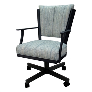 Montana Swivel Dining Caster Chair - Watusi Aqua Fabric - Black Metal