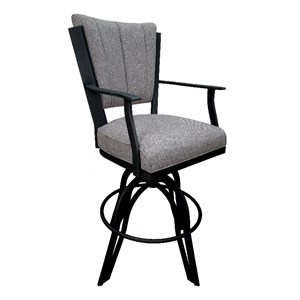 Swivel Tilt Counter Stool 26&quot Seat - Montana - Mojave Gray Fabric - Black Metal