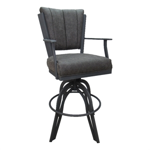 Swivel Tilt Counter Stool 26&quot Seat -Montana- Elk Charcoal Fabric - Gray Metal